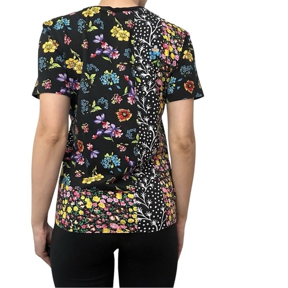 Versace T-Shirt Short Sleeve Unisex Floral Black Designer Size Extra Small - Picture 2 of 8